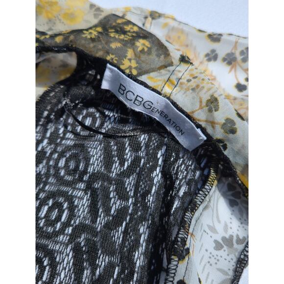 BCBGeneration Ruffle Chiffon Boho Floral Patchwork Vest Top High Low Sheer - Picture 10 of 12